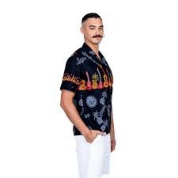 Vintage Winnie Fashion Hawaiian Shirt Black Pineapple Ukulele Music Mens XL - Picture 2 of 10